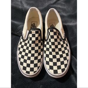 Checkered vans slip ons